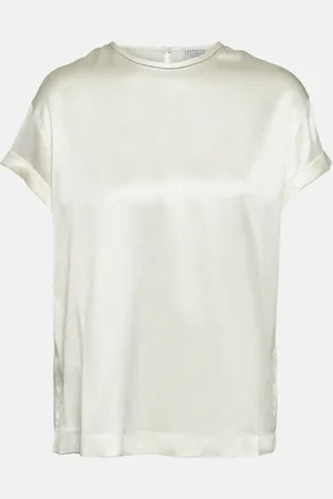 Brunello Cucinelli Silk-blend satin T-shirt