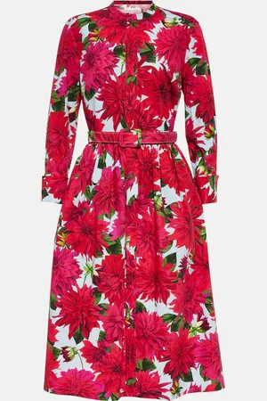 Oscar de la Renta Floral cotton-blend poplin midi dress