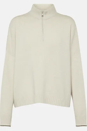 Brunello Cucinelli Wool, cashmere, and silk half-zip sweater