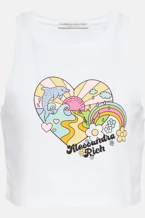 Alessandra Rich Printed cotton jersey crop top