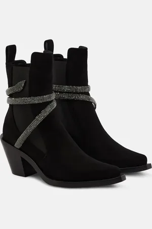 RENE CAOVILLA Embellished suede ankle boots