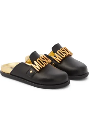 Moschino Logo leather mules