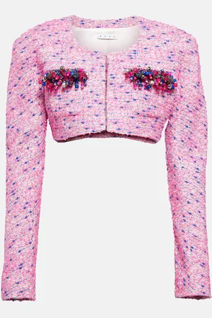 AREA Embellished bouclÃ© cropped jacket