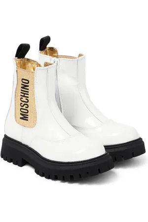 Moschino Logo patent leather boots
