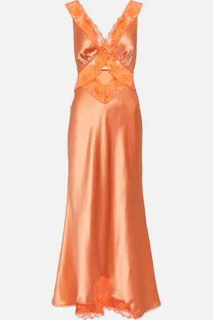 SIR Aries lace-trimmed silk maxi dress