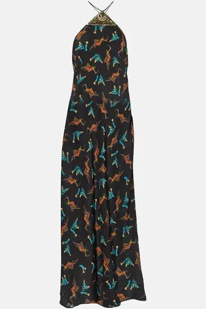 RIXO London Printed halterneck silk maxi dress