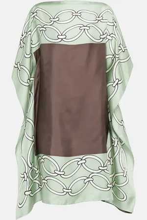 VALENTINO Chain-print silk kaftan dress