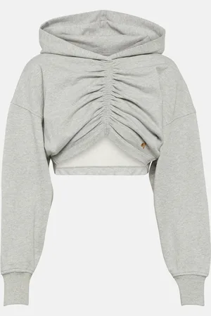 Palm Angels Cropped cotton jersey hoodie