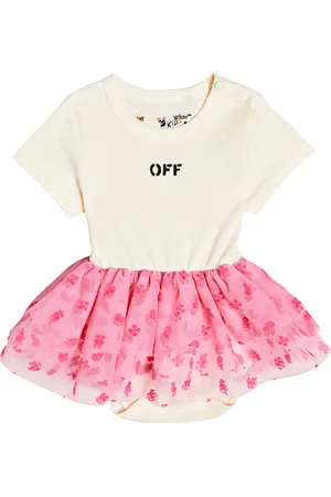 OFF-WHITE Baby logo cotton and tulle bodysuit