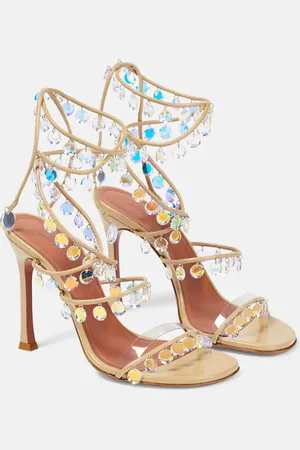 Amina Muaddi Tina 105 embellished leather sandals