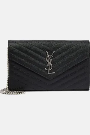 Saint Laurent Cassandre matelassÃ© leather wallet on chain