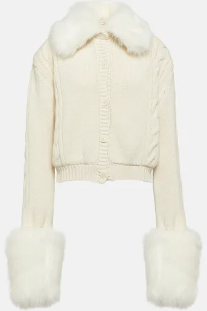 MAGDA BUTRYM Cropped faux fur-trimmed cardigan