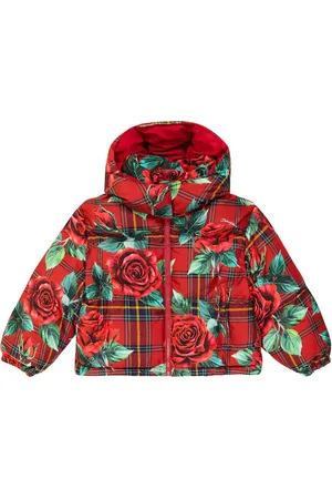 Dolce & Gabbana Floral tartan puffer jacket
