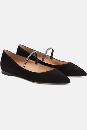 Gianvito Rossi Embellished suede ballet flat