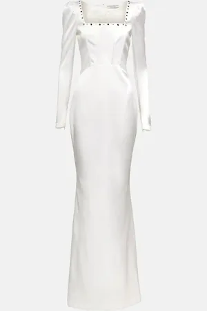 Alessandra Rich Square-neck silk-blend gown