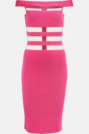 Balmain Off-shoulder mesh-paneled minidress