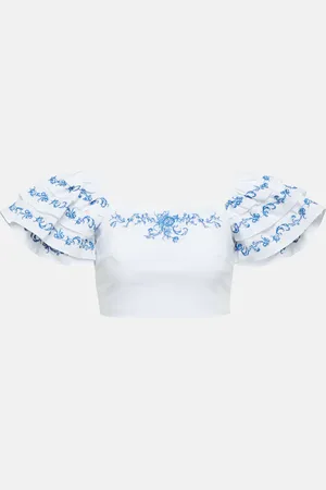 Caroline Constas Delia embroidered crop top