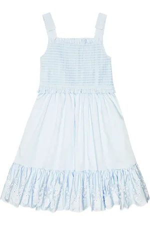 Self-Portrait Smocked cotton poplin dress