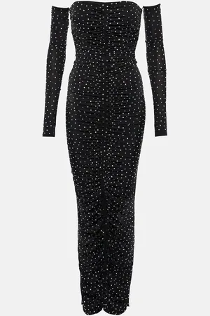 ALEX PERRY Embellished strapless jersey maxi dress