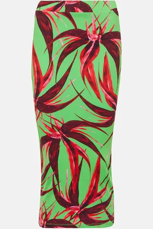 Louisa Ballou Printed cotton-blend midi skirt