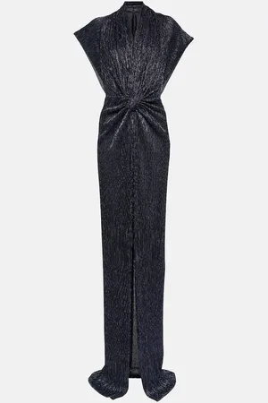 Costarellos Gathered plissÃ© gown