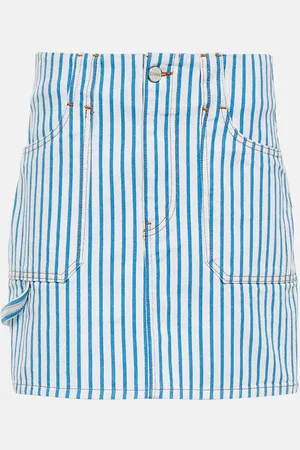 Ganni Striped denim mini skirt