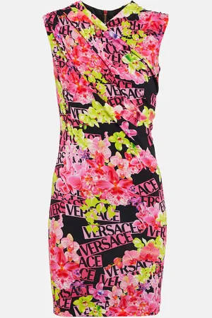 VERSACE Floral-print jersey minidress