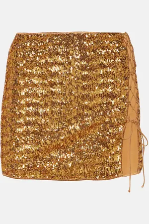 Oseree OsÃ©ree Feather-trimmed sequined miniskirt