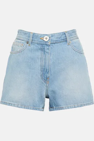 VERSACE Printed denim shorts