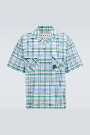 Marni Checked cotton voile bowling shirt