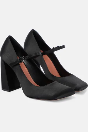 Amina Muaddi Charlotte 95 satin pumps
