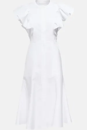 Chloé ChloÃ© Ruffle-trimed cotton midi dress
