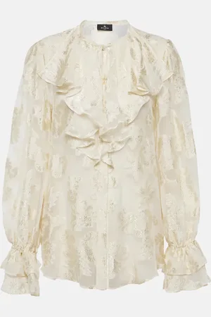 Etro Ruffled floral silk-crepon blouse