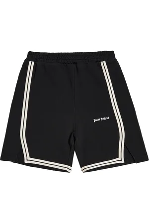 Palm Angels Logo striped cotton jersey shorts