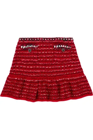 Self-Portrait MÃ©lange wool and cotton knit skirt