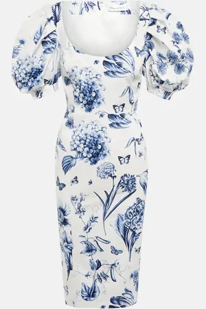 Oscar de la Renta Floral cotton-blend midi dress