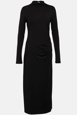 Vince Ruched high-neck jersey midi dress