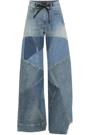 Tom Ford Patchwork high-rise wide-leg jeans