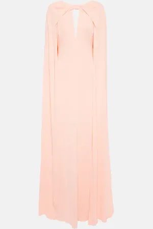 MONIQUE LHUILLIER Caped keyhole satin gown