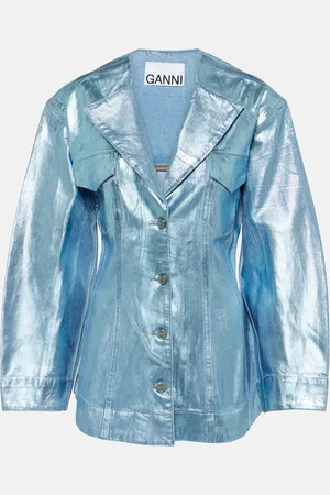 Ganni Foil metallic denim blazer