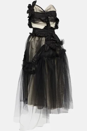 Maison Margiela Floral-appliquÃ© silk and tulle midi dress