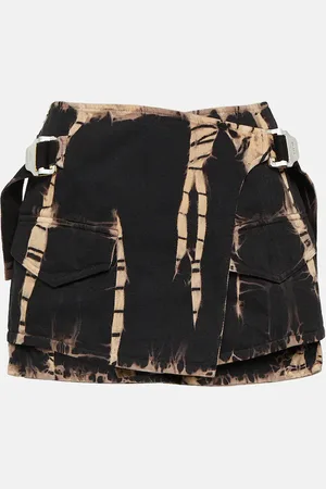 DION LEE Tie-dye denim wrap miniskirt