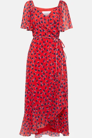 Carolina Herrera Printed georgette wrap midi dress