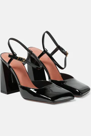 Amina Muaddi Charlotte 95 patent leather pumps