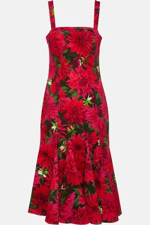 Oscar de la Renta Floral cotton-blend poplin midi dress