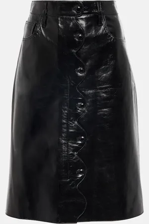 Citizens of Humanity Scallop leather midi skirt