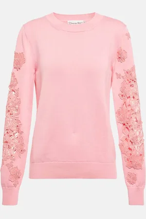 Oscar de la Renta AppliquÃ©d cotton sweater