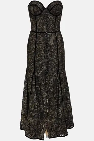 Costarellos Castora strapless lace midi dress
