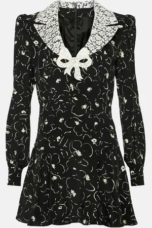 Alessandra Rich Floral silk and lace minidress