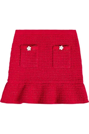 Self-Portrait Embellished peplum tweed skirt